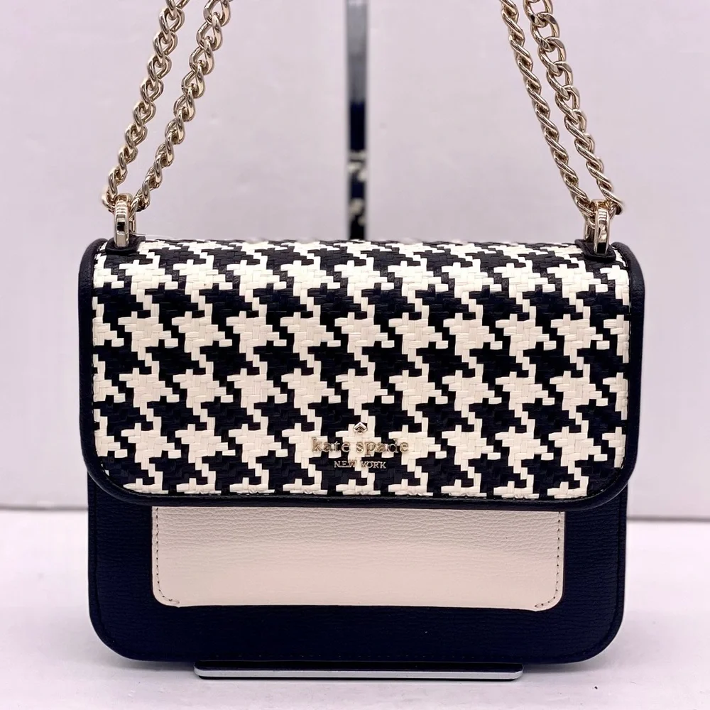 Kate Spade Remi Woven Houndstooth Flap Chain Shoulder Bag Crossbody